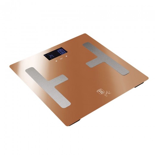 Metallic Line Digitális Fürdőszobai Mérleg Testelemzővel, 150 kg, Rose Gold