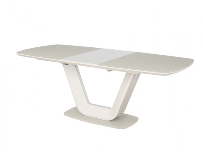 Kihúzható Asztal, Üveg és MDF, Armani Krém, H160-220xSz90xM76 cm