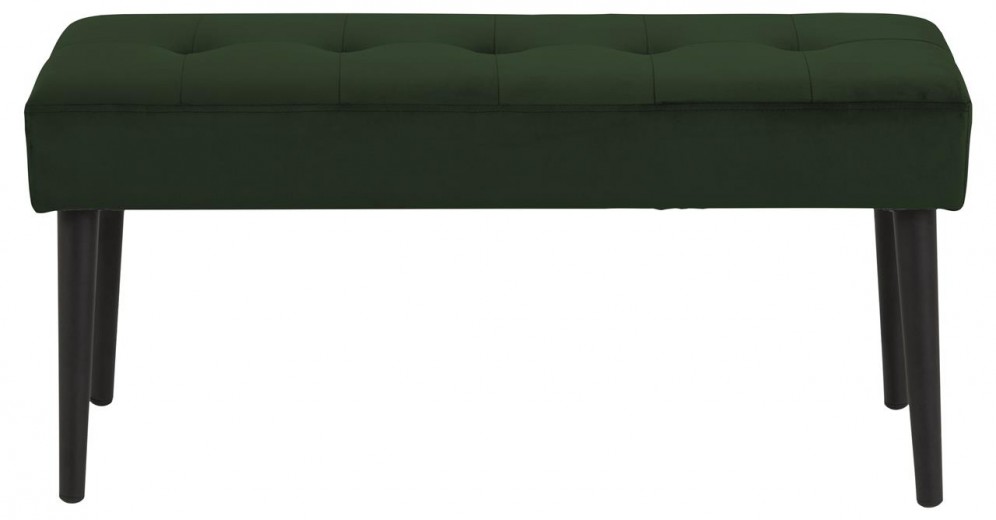 Kárpitozott Pad, Fém lábakkal Glory Velvet Zöld / Fekete, Sz95xM38xM45 cm