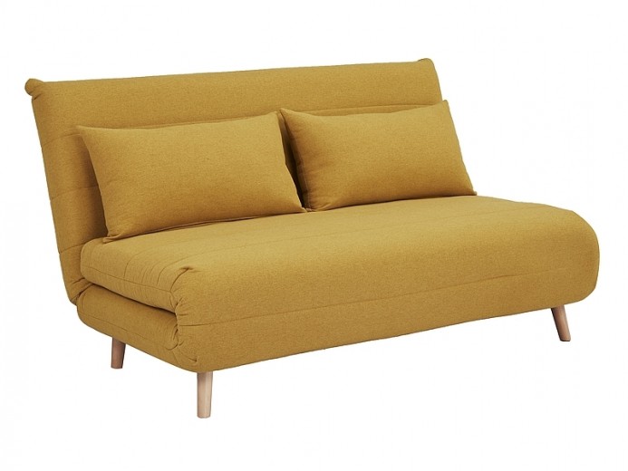 Kihúzható kárpitozott kanapé, 2 személyes Sophelia II Curry / Bükk, Sz147xM91xM84 cm