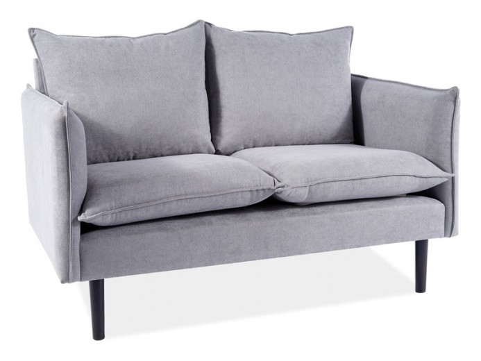 Kárpitozott fix kanapé, 2 személyes Frisco Velvet Szürke/ Wenge, Sz129xM81xM89 cm