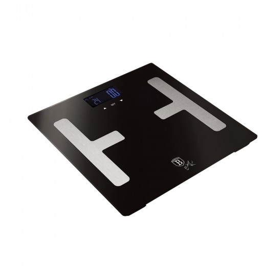 Black Silver Digitális Fürdőszobai Mérleg Testelemzővel, 150 kg