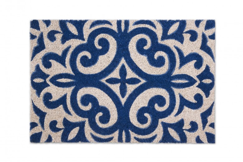 Bejárati szőnyeg, kókuszrostból és PVC-ből, 40 x 60 cm, Boheme Kék