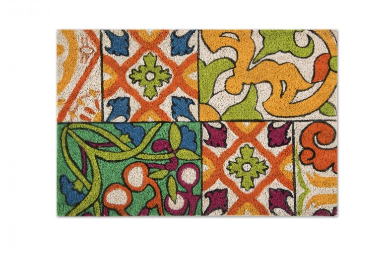 Bejárati szőnyeg, kókuszrostból és PVC-ből, 40 x 60 cm, Lisbona Többszínű