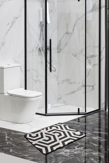 Fürdőszobaszőnyeg Line Fehér / Fekete, 40 x 60 cm