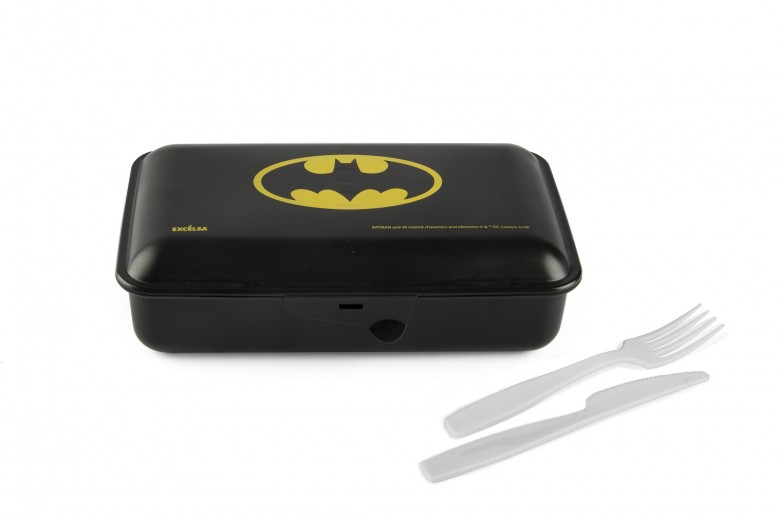 Uzsonnás doboz evőeszközökkel, L22xl13xH6,5 cm, Superhero Batman