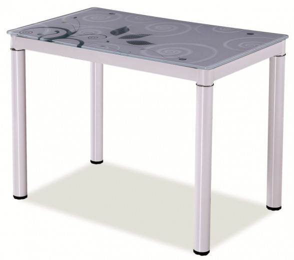 Asztal, Üveg és Fém, Damar Fehér, Sz80xH60xM75 cm