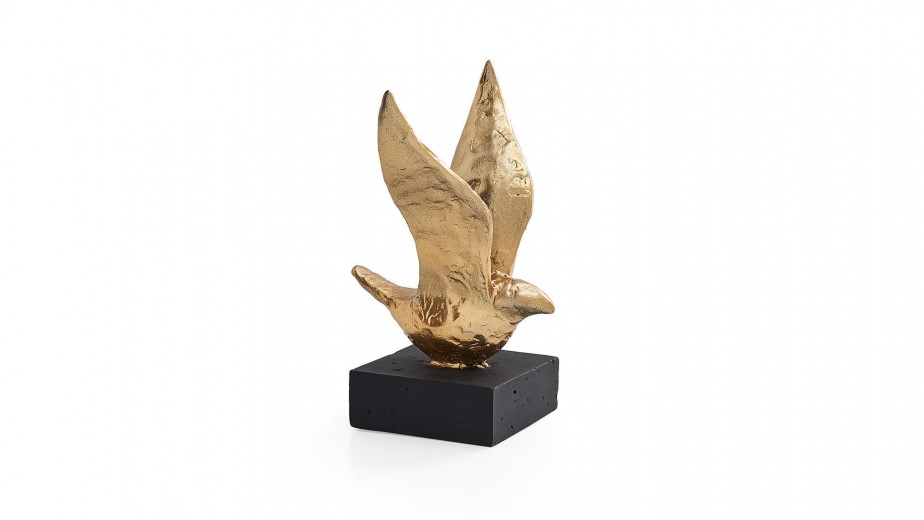 Small Bird Valentin Gipsz Dekoráció, Arany / Fekete, Sz8xM6xM15 cm