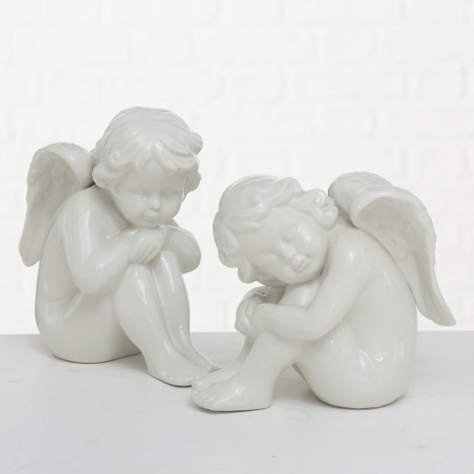Engel Porcelán Dekoráció, Fehér, Különböző Modellek, Sz15xM9xM16 cm