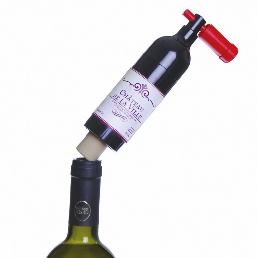 Bornyitó, műanyag, Ø4xH17 cm, Enoteque Bottle Fekete / Piros
