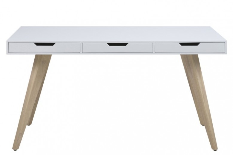Íróasztal Estelle Fehér / Hamu, H140xSz60xM75 cm