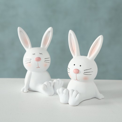 Garvey Rabbit Dekoratív Polyresin Figura, Fehér, Különböző Modellek, Sz7,5xM6,5xM12 cm