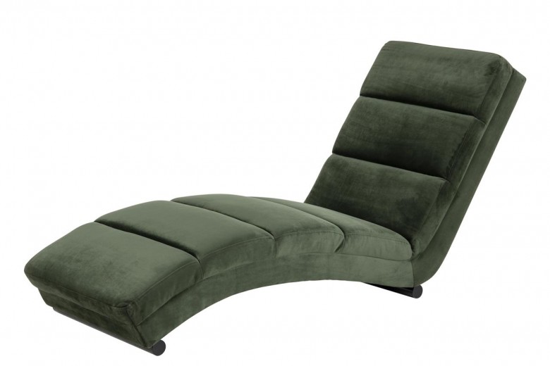 Kárpitozott Relax Fotel, Fém lábakkal Slinky Velvet Zöld / Fekete, Sz60XM170xM82 cm