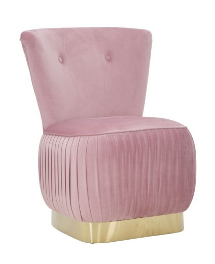 Kárpitozott Fix Fotel, Lady Rózsaszín / Arany, Sz60xM55xM79 cm