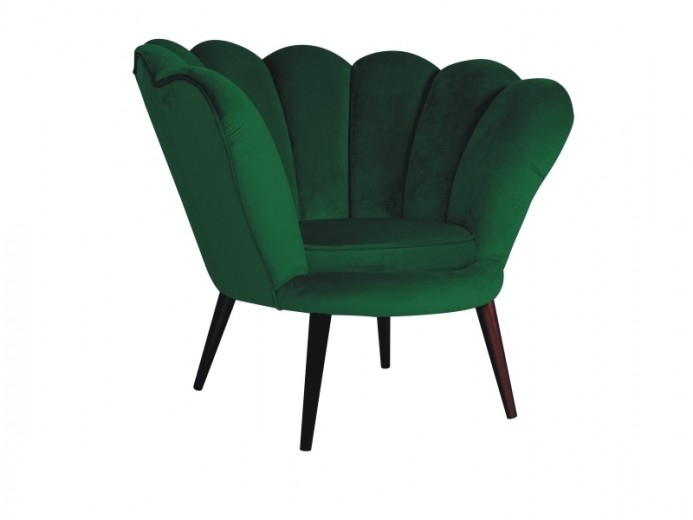 Kárpitozott Fix Fotel, Fa lábakkal Magnolia I Velvet Zöld / Wenge, Sz95xM85xM76 cm