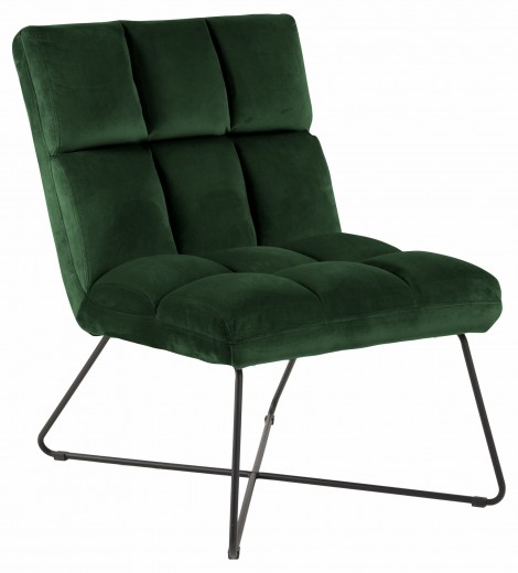 Kárpitozott Fix Fotel, Fém lábakkal Alba Velvet Zöld, Sz62xM86xM90 cm