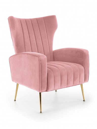 Vario Velvet Kárpitozott Fotel, Fém lábakkal, Rózsaszín / Arany, Sz70xM70xM100 cm