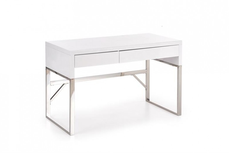 Íróasztal 2 Fiókkal, MDF és Fém, B-32 Fehér / Króm, H120xSz60xM76 cm