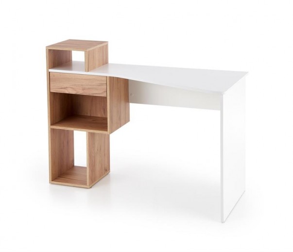 Conti Forgácslap Íróasztal 1 Fiókkal, Tölgy / Fehér, H122xSz57xM90 cm