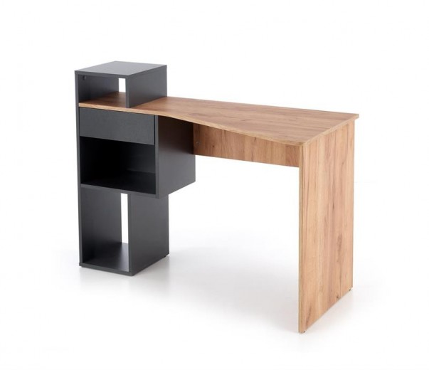 Conti Forgácslap Íróasztal 1 Fiókkal, Wotan Tölgy / Antracit, H122xSz57xM90 cm