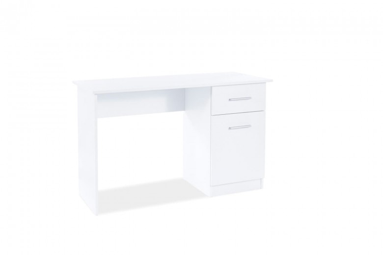 Íróasztal, 1 fiók és 1 ajtó, forgácslap B-002 Fehér, Sz120xM51xM78 cm