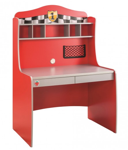 Íróasztal Polccal és 2 Fiókkal, Forgácslap Race Cup Piros, H104xSz68xM152 cm