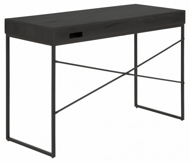 Íróasztal 1 Fiókkal, Forgácslap és Fém, Seaford Grafitszürke / Fekete, H110xSz45xM75 cm