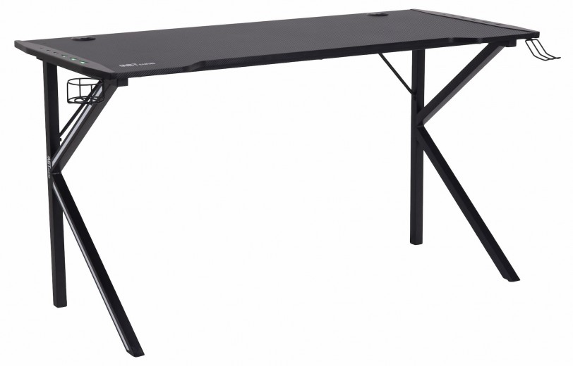 Íróasztal LED Égőkkel, Forgácslap és Fém, Ninja Fekete, H140xSz60xM75 cm