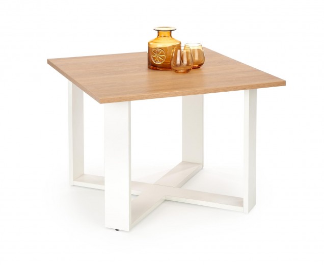 Cross Forgácslap Dohányzóasztal, Aranytölgy / Fehér, H67xSz67xM50 cm