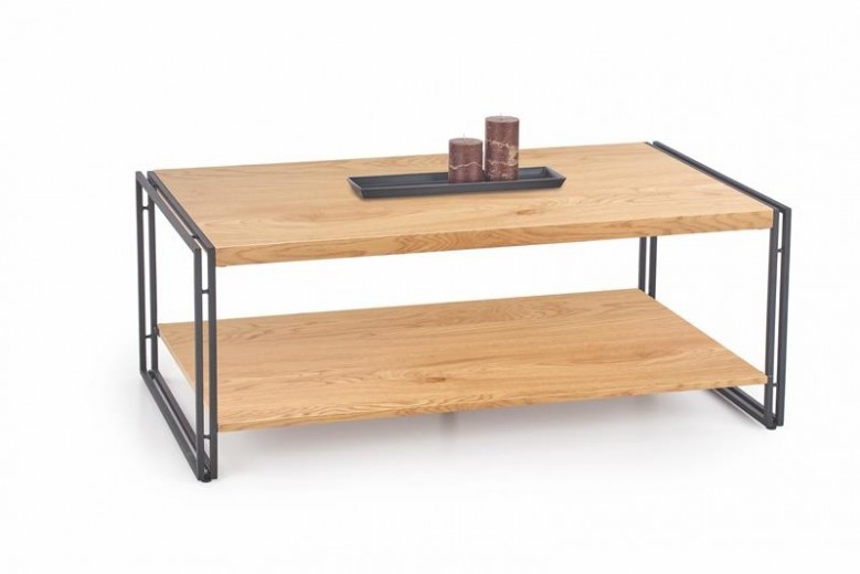 Bavaria MDF és Fém Dohányzóasztal, Aranytölgy / Fekete, H120xSz60xM45 cm
