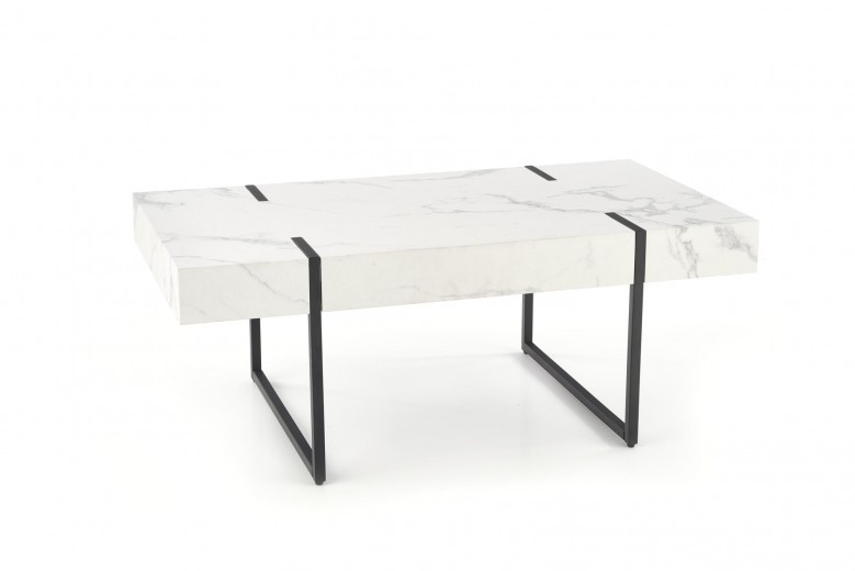 Blanca Dohányzóasztal, MDF és Fém, Fehér / Fekete, H110xSz60xM43 cm