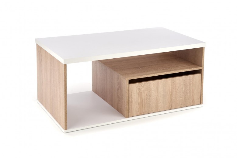 Pantera Dohányzóasztal 1 Fiókkal, Sonoma Tölgy / Fehér, H110xSz60xM50 cm