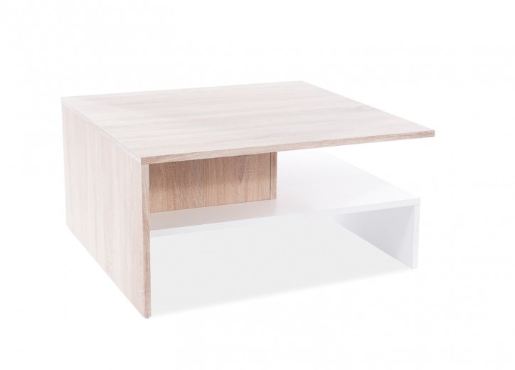 Dohányzóasztal, forgácslap, Lida Sonoma Tölgy / Fehér, Sz80xM80xM40 cm