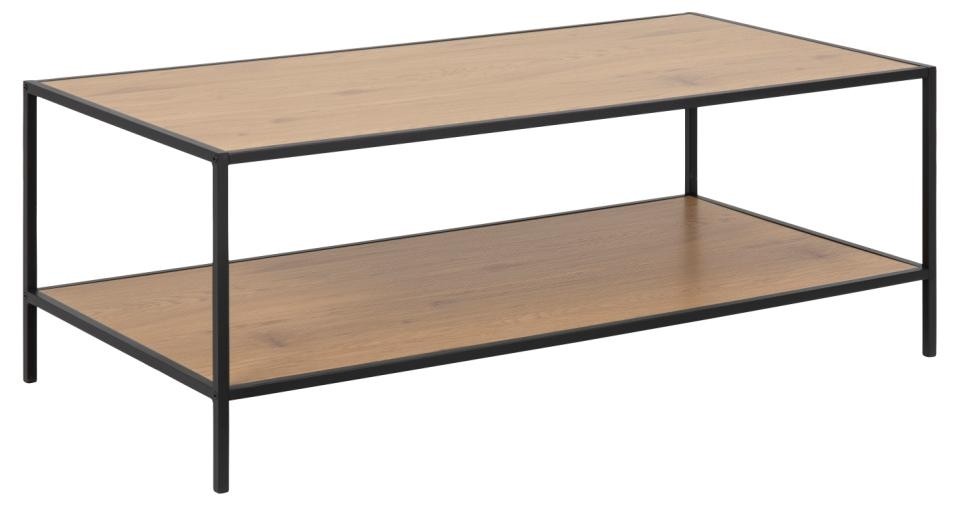 Doháynzóasztal, Fém és Forgácslap, Seaford Rectangular Tölgy / Fekete, H120xSz60xM45 cm