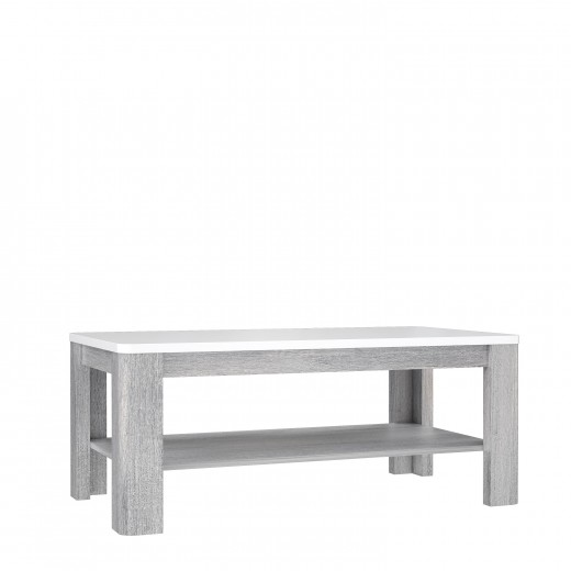 Torrin Forgácslap Dohányzóasztal, Szürke Tölgy / Fehér, H110xSz60xM45 cm