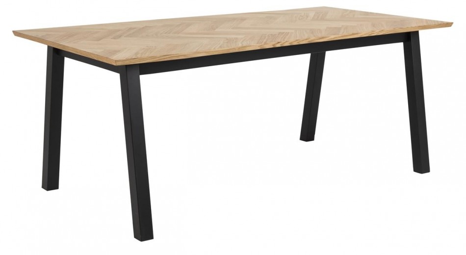 Asztal, Furnér, MDF és Fém, Brighton Tölgy / Fekete, H180xSz95xM75 cm
