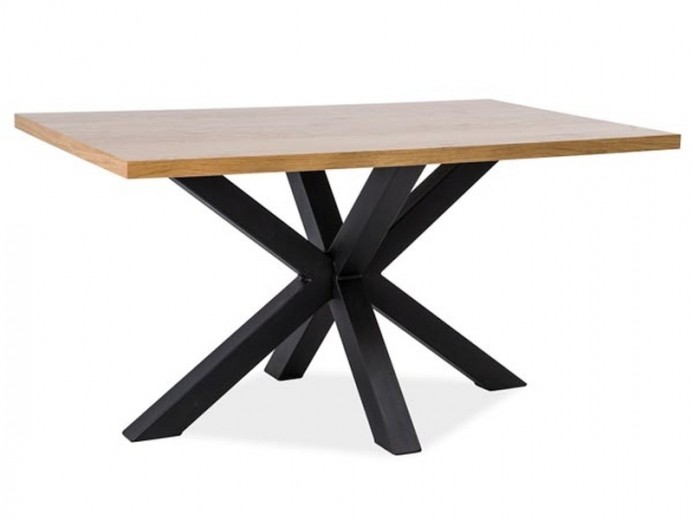 Asztal, furnér és fém, Corliss Large Tölgy /  Fekete, H180xSz90xM79 cm