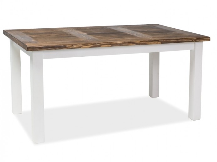 Asztal, Fenyőfa Poprad Fehér / Sötétbarna, Sz160xM90xM76 cm