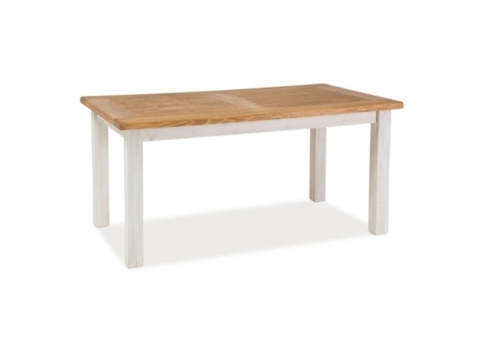 Asztal, Fenyőfa, Poprad Fehér / Természetes, H160xSz90xM76 cm