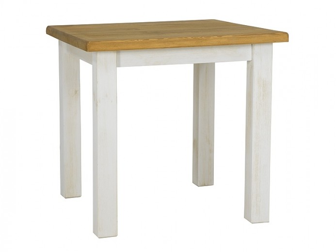 Fenyőfa Asztal, Portos II Small Natúr / Fehér, H80xSz80xM76 cm