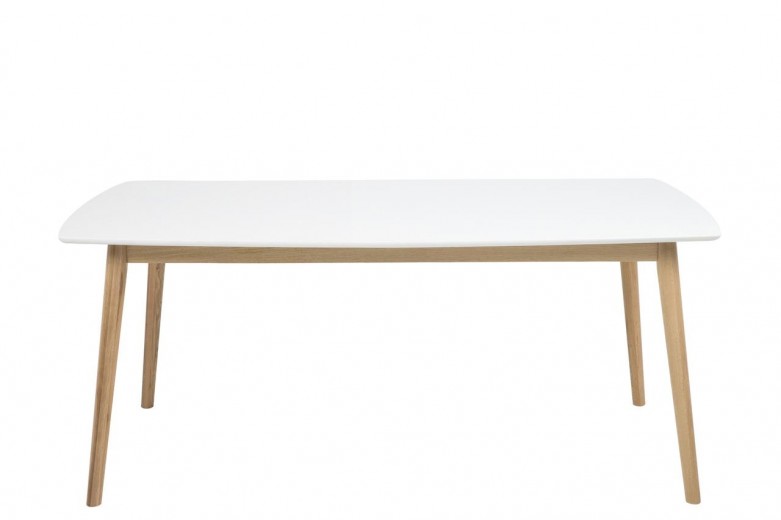 Asztal, Fa és MDF, Nagano Fehér / Tölgy, H180xSz90xM75,5 cm