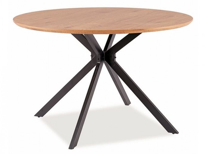 Kerek asztal, MDF, furnér és fém, Astona Tölgy / Fekete, Ø120xM76 cm