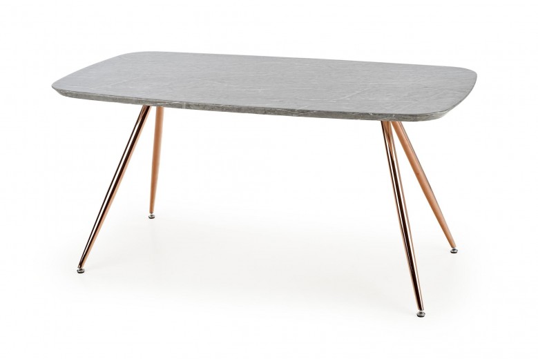 Asztal, MDF, Furnér és Fém, Barcano Szürke / Arany, H160xSz90xM77 cm