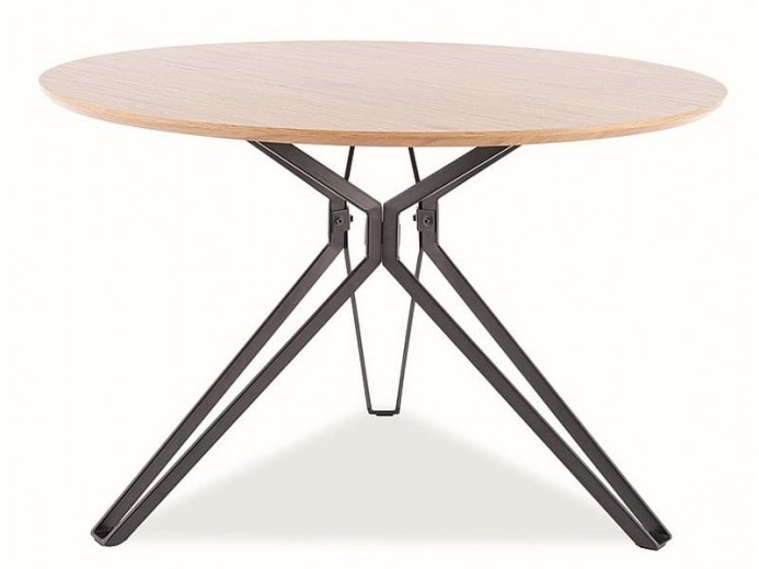Asztal, MDF, Furnér és Fém, Colt Tölgy / Fekete, Ø120xm76 cm