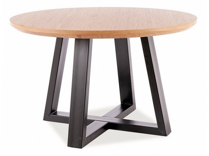 Asztal, MDF, Furnér és Fém, Cono II Tölgy / Fekete, Ø120xM76 cm
