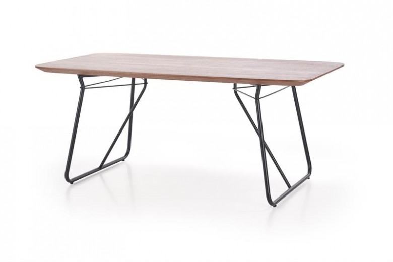 Houston Asztal, MDF, Furnér és Fém, Dió / Fekete, H180xSz90xM76 cm 