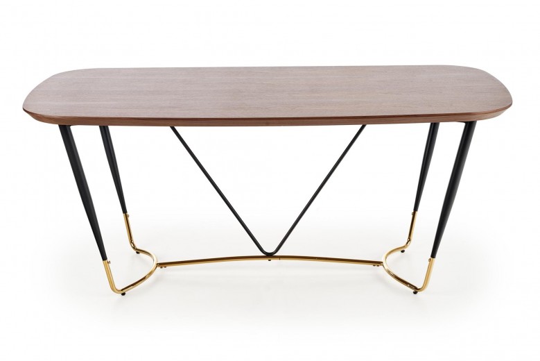 Asztal, MDF, Furnér és Fém Manchester Dió / Fekete / Arany, H180xSz90xM76 cm
