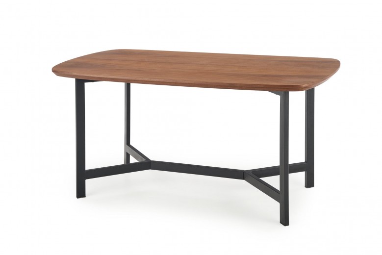 Norton Asztal, MDF, Furnér és Fém, Dió / Fekete, H160xSz90xM76 cm