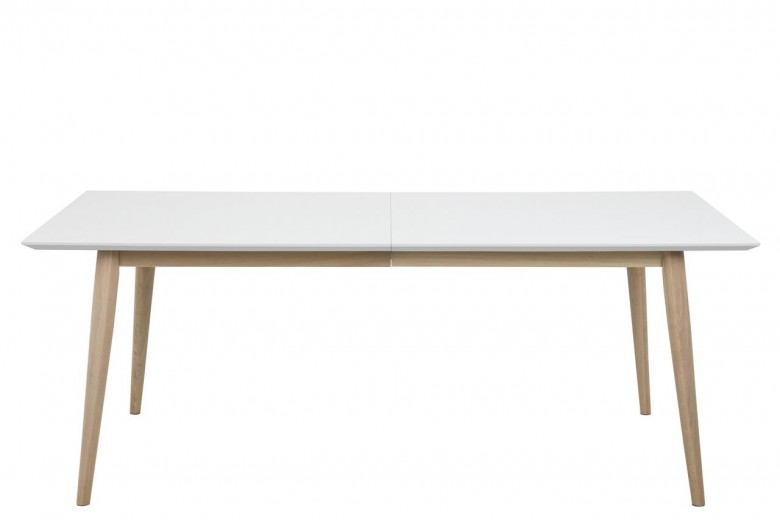 Asztal, MDF és Fa, Century Fehér / Tölgy, H200xSz100xM75,3 cm