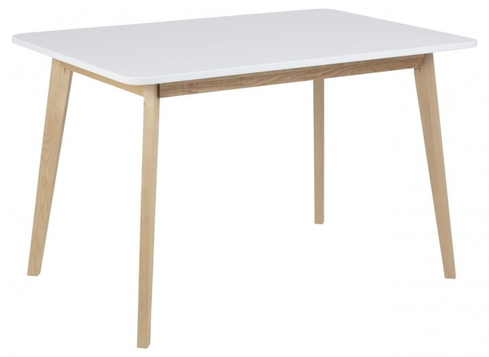 Asztal, MDF és Nyírfa, Raven Fehér / Természetes, H120xSz80xM76 cm